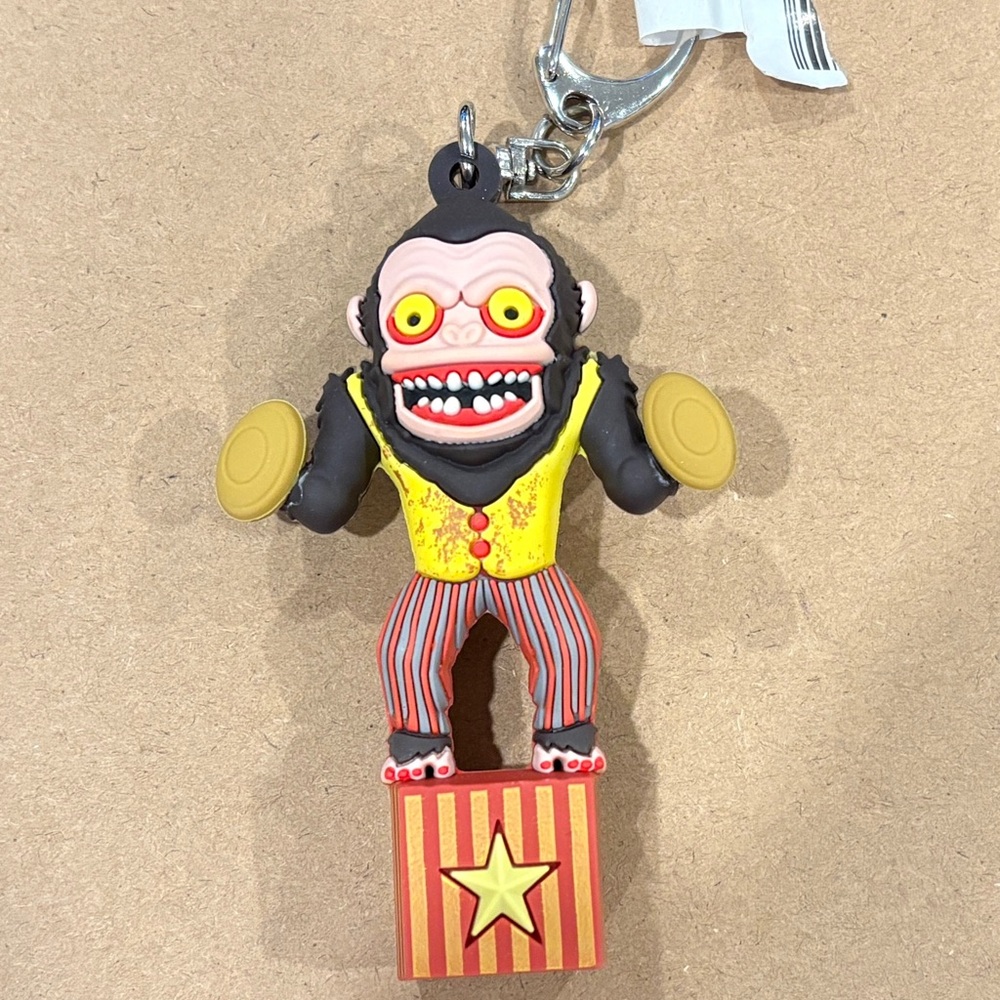 Striped Cymbal Monkey Toy Keychain